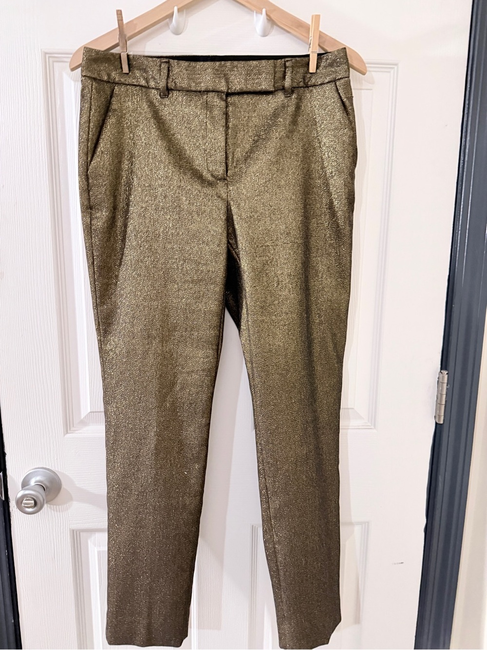 White House Black Market Metallic Gold Cropped Pants